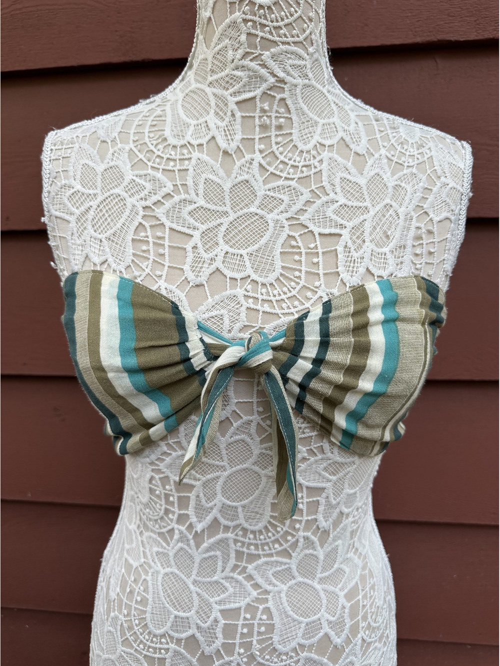 Out From Under for Urban Outfitters Striped Bandeau Top in Earth Tones with Teal